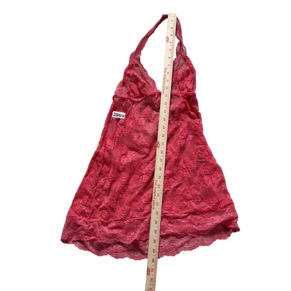 Victoria's Secret Women's Lace Chemise Sz M Pink Sheer Halter Lingerie Nightgown - Picture 4 of 9